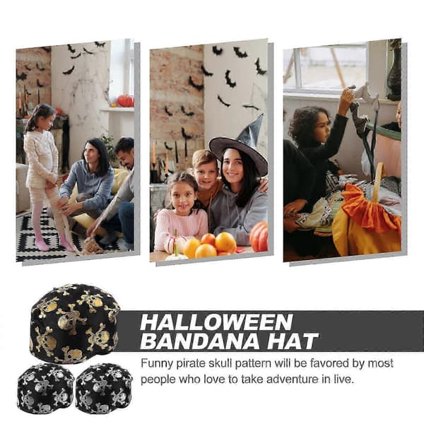 Halloween Cosplay Party Skull Bandana Hat 3 stk A