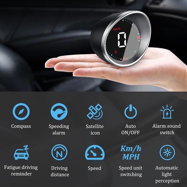 Auton HUD-näyttö Kmh ja Mph Digitaalinen Gps Smart Speedomet