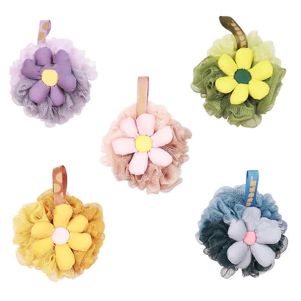 5 st badsvampblommor barn luffa badnätleksaker färgglad tecknad kroppsskrubbboll A