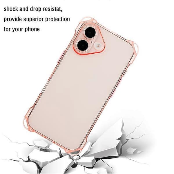 Kompatibel med iPhone 16 Plus TPU-deksel Fire hjørner fallsikkert bakdeksel Rosa