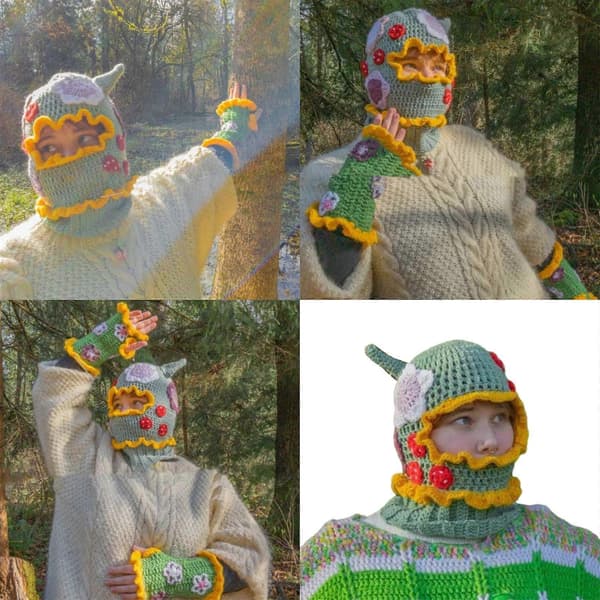 Halloween Balaclava Strikket Lue Halsvarmer Røver Hodeplagg Fest Ferie Vinter Varm Lue Helhode A