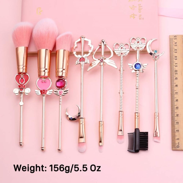 Sailor Moon Makeup Brushes Set - 8pcs Kosmetisk Makeup Brush Set Professionelt Værktøjssæt Pink Snørepose Inkluderet