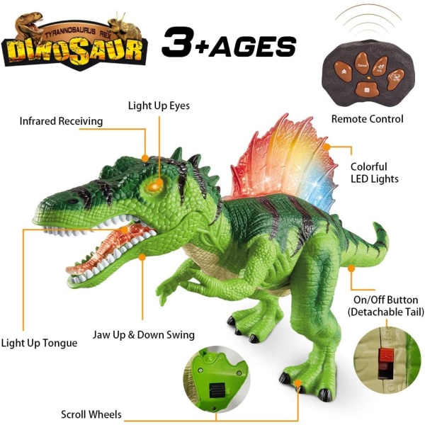 Dinosaur Toy Fjernbetjening Dinosaur Light Up - RC Dinosaur