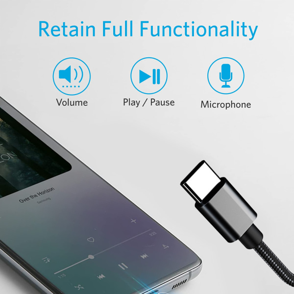 USB C till 3,5 mm ljudadapter, hane till hona-kabel för mer