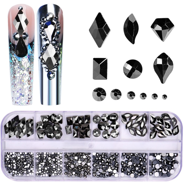 Nail Rhinestones Crystals Gems Multi Shaped Sized Nail Beads
