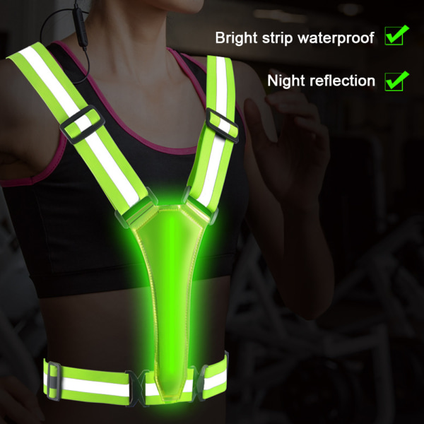 USB Safety Reflekterende Vest LED Night Running Cykling Refleks