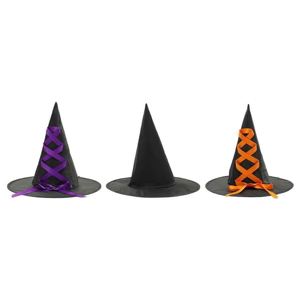 Halloween Heksehatt Dekorativ Hatt til Halloween 3 stk. Stoffbåndsløyfe A