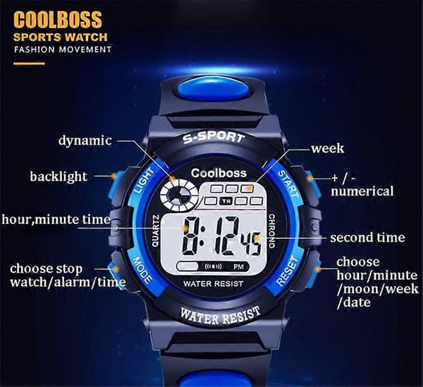 Multifunksjonell LED Digital Sports Armbåndsur for gutter og jenter barn og ungdom