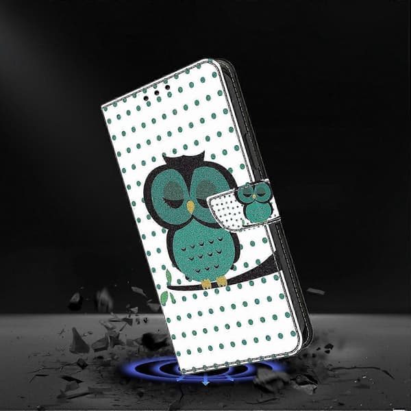 Magnetisk Læderpung Etui med 3D Blomsterdesign til Galaxy A36 5G - Sølvmønster Telefoncover Sovende Ugle