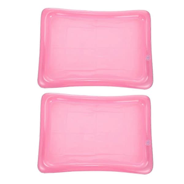 Oppustelig flydende isbakke PVC pool drinkholder serveringsbar 2 stk. pink A