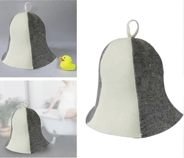 Bastuhatt Polyester Huvudskydd med Överhettningsskydd för Spa Banya Dusch Svart Vit 25x72cm A