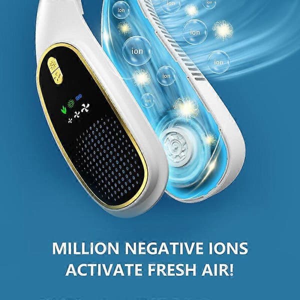 Digitalt Display Hængende Halsventilator USB Genopladelig Køleventilator Bærbar Sommerluft