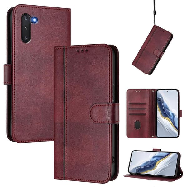 Linjeskarvspänne Retro Läderfodral för telefon (för Samsung Galaxy Note10)