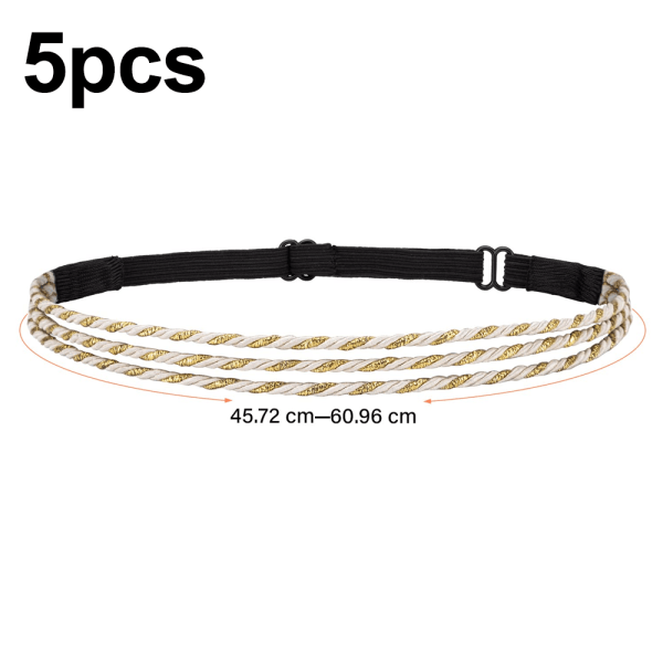 5PCS Justerbar Flätad Hårband, Halkfri Elastisk Hårband