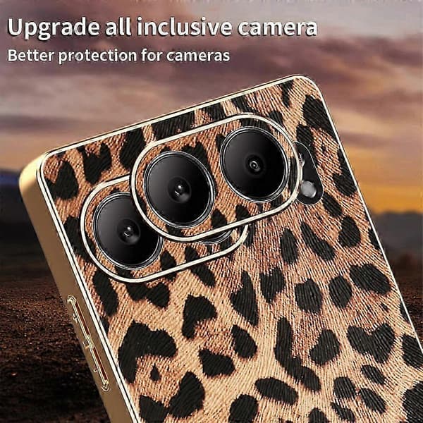 Leopardmönstrat telefonfodral för OnePlus Nord 4, PU-läder PC + TPU galvaniserat skal