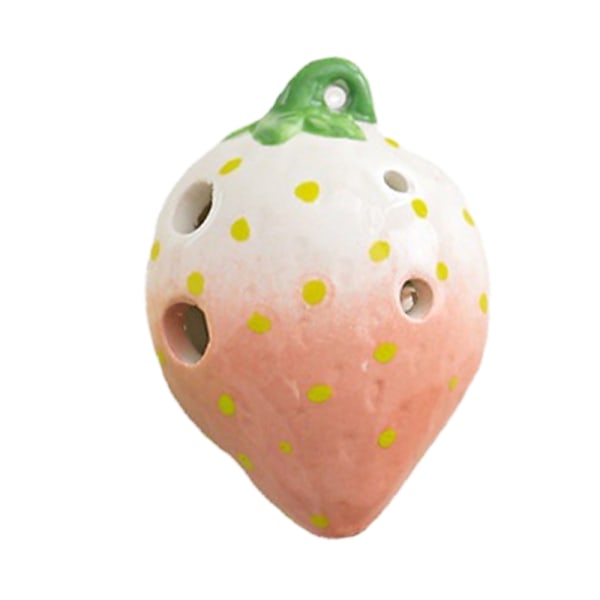 6-hulls Strawberry Ocarina - Keramisk Ocarina med nakkestropp