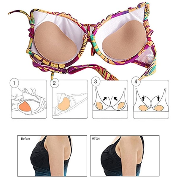 Push Up BH-puder indsætter brystforstærkere i sjove sexede farver med dobbeltsidet tape