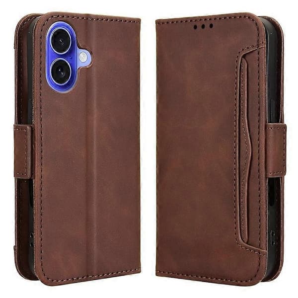 Kompatibel med iPhone 16 läderfodral telefonplånboksfodral med flera kortplatser A