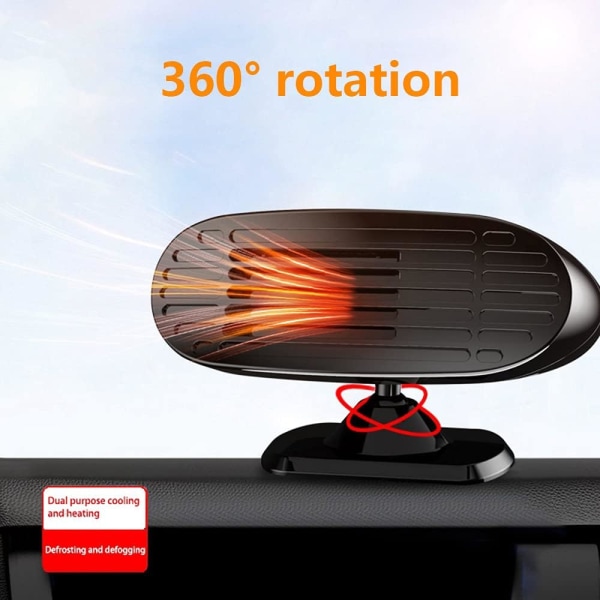 12V 150W Bilvarmer, Bilvindusemitter og Defogger, Bærbar Bilvifte, 360° Rotasjon, Kald og Varm Vind - 12V Blå