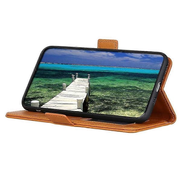 För Samsung Galaxy S23 FE Plånboksfodral PU Läderfodral Kohud Textur Telefonskal A