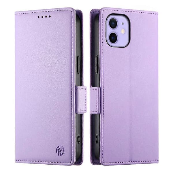 Flip-etui til iPhone 12 med kortpladser til daglig brug, pung, forretning, flip-lilla