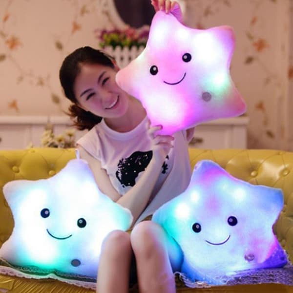 LED Stjerne Pute Lysende LED Nattlys Stjerneformet Plysjpute Utstoppede Myke Leker