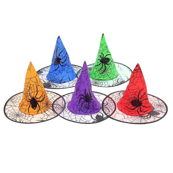 Halloween Häxhattar Mössor för Halloweenkostym 5-pack blandade färger A