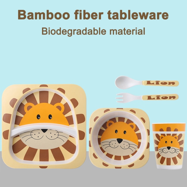Bambus børne tallerkener og skåle sæt ikke giftig og miljøvenlig 5