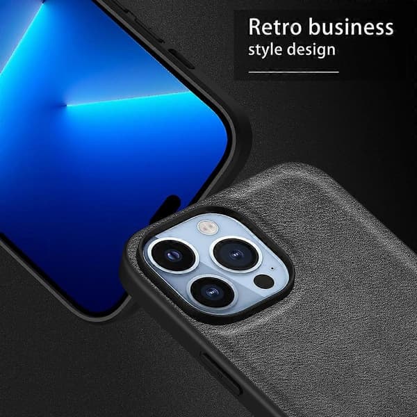 Til iPhone 16 Pro-deksel Retro PU-skinn Støtsikkert Anti-skli Bakdeksel A