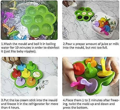 Mini isform 7 kopper DIY isbitbrett med fargerike plastpinner Lollipop isform A