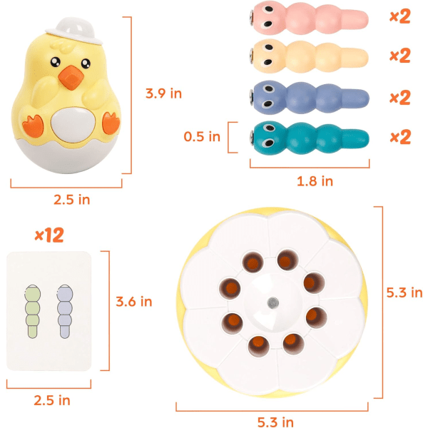 Chick Tumbler Magneettinen Vauvan Leikki, Esikoululainen Oppii Hienomotorisia Taitoja Aistien Leikkikalut Vastauskortit Peli, Magneettinen Madon Peli Roly Poly Leikki Pojalle