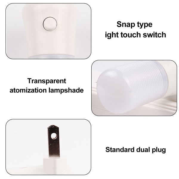 Liten nattlampa plug-in bälte strömbrytare LED-uttag sovrum vakna