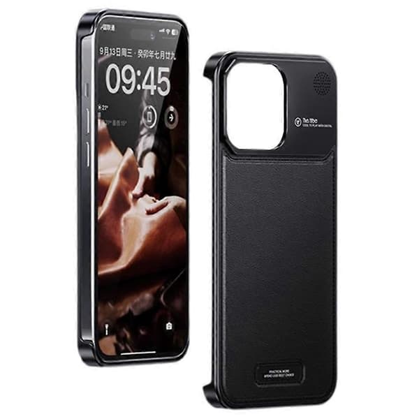 Kompatibel med iPhone 15 Pro Max Magnetisk Etui Aromaterapi Aluminiumlegering Læder Bagside Telefoncover A