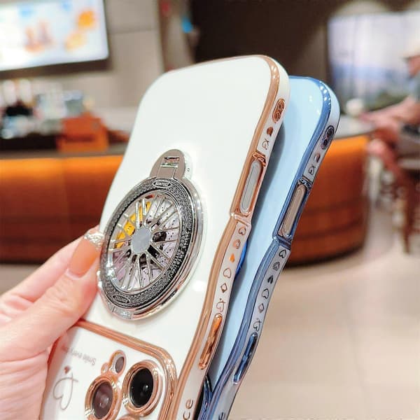 För iPhone 16 Pro Max Skal Elektroplätering Gyro Design Stöd Mjukt TPU Telefonfodral A