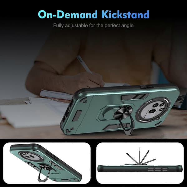 Til Nothing Phone (3a) Pro Cover PC+TPU Drop Defend Telefoncover med Ring Kickstand