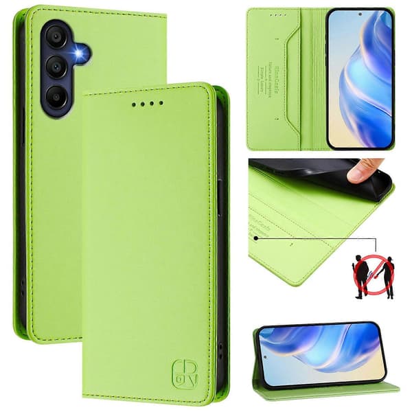 För Samsung Galaxy A26 5G Läderfodral RINACASIS RC01 Telefonfodral med RFID-blockerande Plånboksstativ (Grön, Grön)