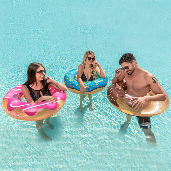 3 stk. Donut Pool Float med glimmer, sjove poolring legetøj til