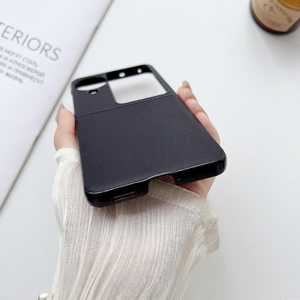 Morandi ensfarvet lædertekstur telefoncover til OPPO Find N3 Flip