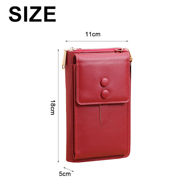 Mobiltelefonväska mode damer pu plånbok enkel flip crossbody väska