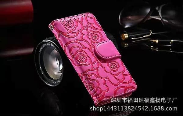 Fodral till iPhone 13 Mini Rosaröd Präglad Kamelialäder Nr. 8648 A