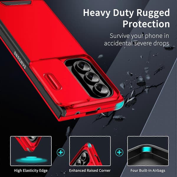Skydende Camshield TPU + PC telefoncover Rød til Samsung Galaxy Z Flip7