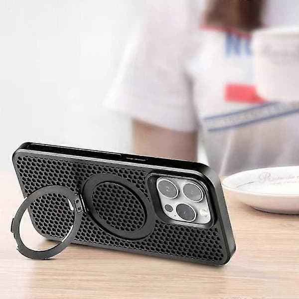 Magnetisk etui til iPhone 13 Pro Max, honeycomb-tekstur varmeafledning PC+TPU telefoncover A