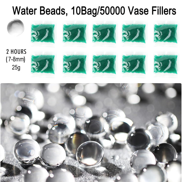 Vannperler, 10 pose/50 000 vasefyllstoffer Gel Jelly Water Beads