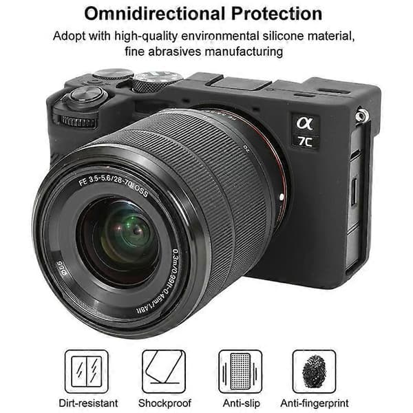 Blankt blødt silikonebeskyttelsesetui sort til Sony ILCE-7CM2 / A7C II / A7CR