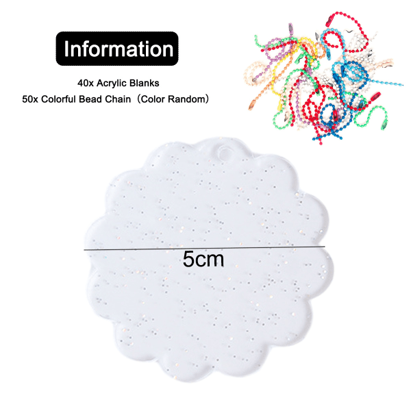 40 stk. akryl blanks med 50 farverige perlekæder, transparent