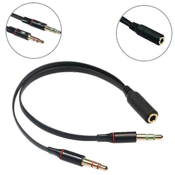 3,5 mm Jack Mikrofon Headset Audio Splitter Kabel Hun Til 2 Han Hovedtelefon Mikrofon