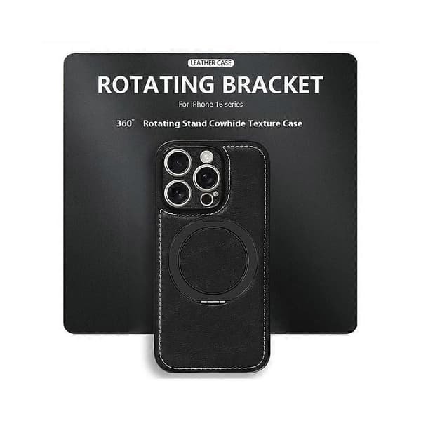 Kompatibel med iPhone 16 Pro Magnetiskt fodral Kalvstruktur PU + TPU + PC Kickstand Telefonfodral Röd