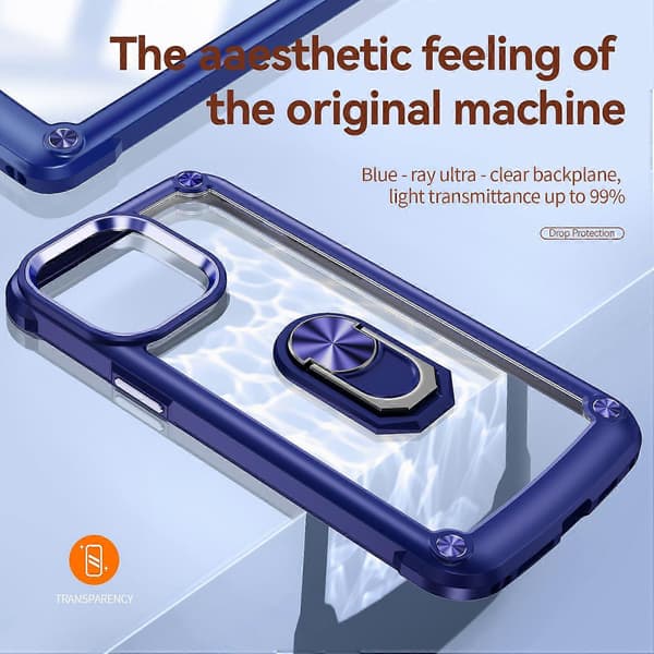 För iPhone 15 Pro Skyddande Kickstand Fodral Legeringslinsram PC + TPU Telefonfodral A