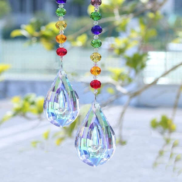 2 Pack Teardrop Crystal Sun Catcher Crystal Prism Pendant til