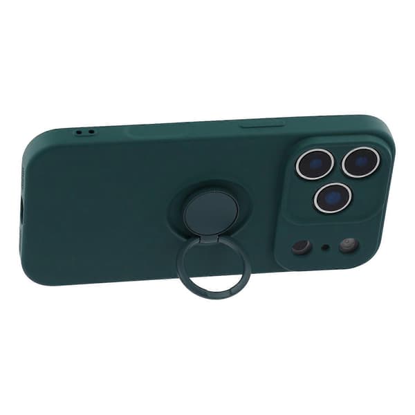 Til iPhone 17 Pro Max silikonecover med remringstativ telefoncover (mørkegrøn, sortgrøn)